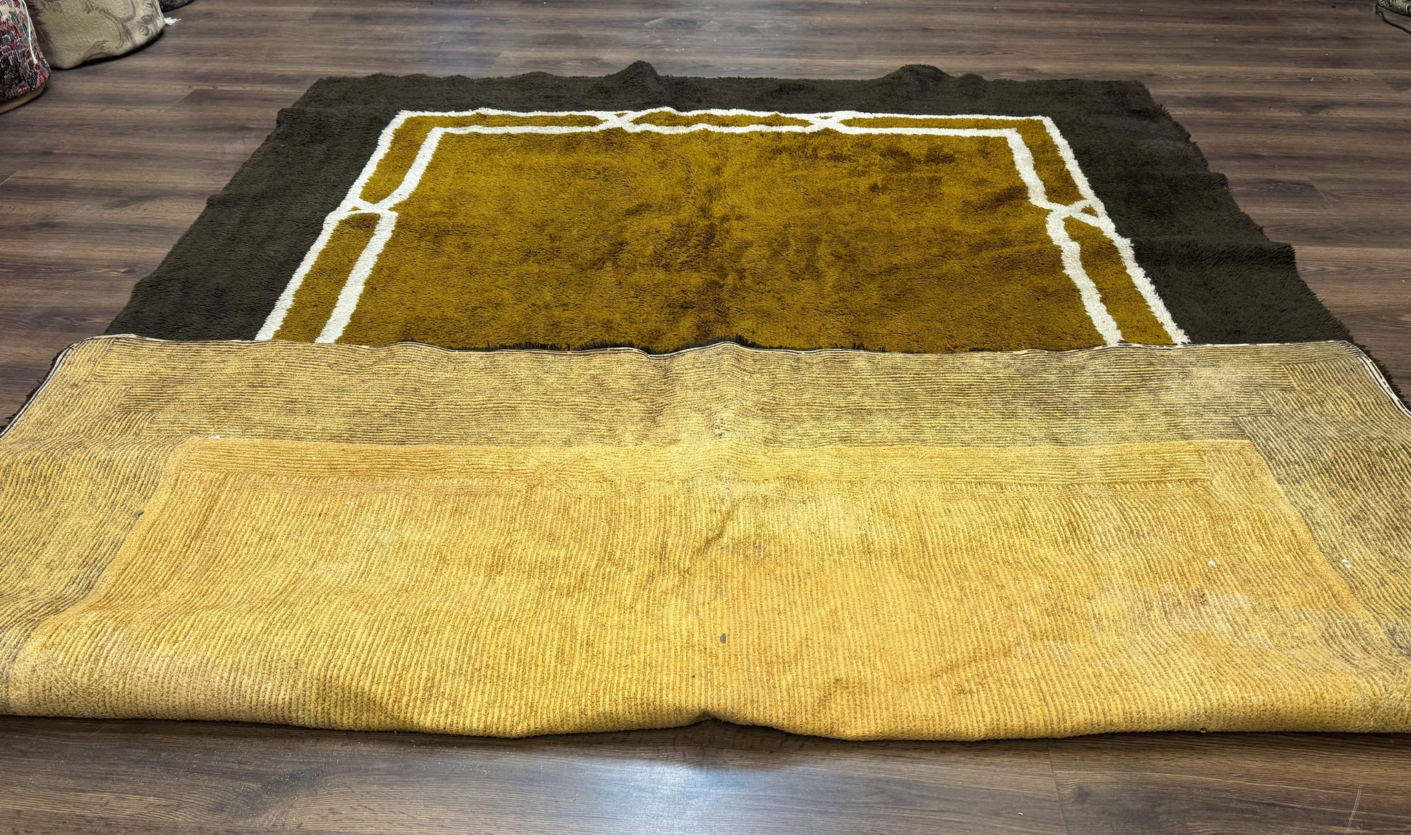 Mid Century Shag Rug 8x11, Large Vintage Shag Rug, Open Field, European Shag Rug by Jewel Rugs