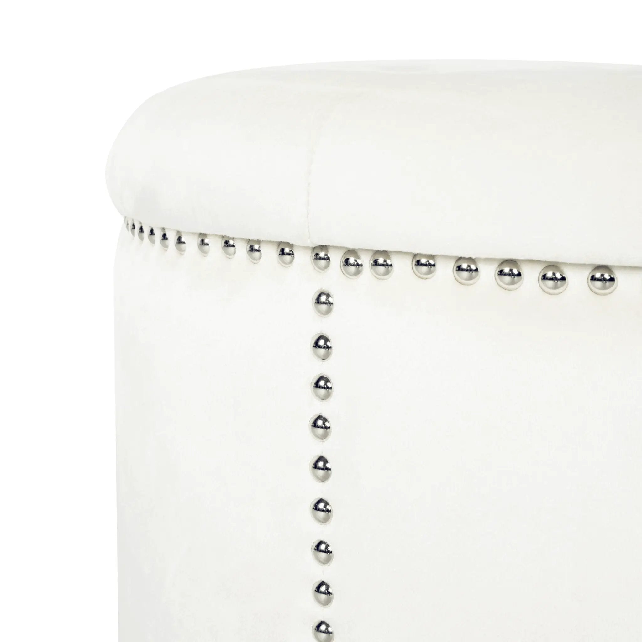 Elegant Round Ottoman Footstool With Studded Rim by HouseOfZazla