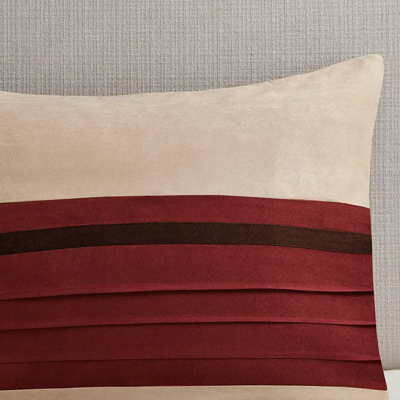 7 Pc Pieced Faux Suede Comforter Set Red King by HouseOfZazla