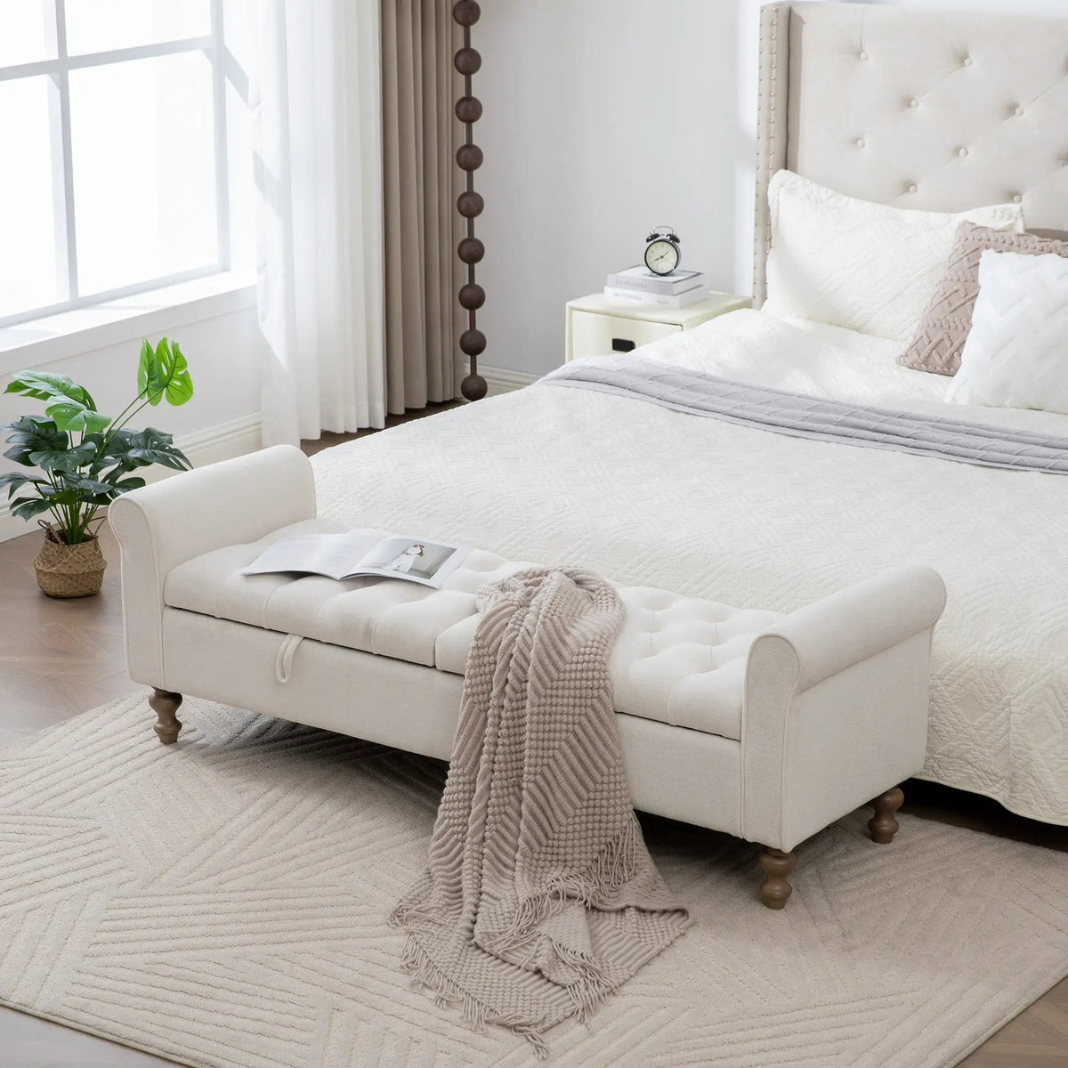 Modern Upholstered Storage Bench With Double Lids by HouseOfZazla