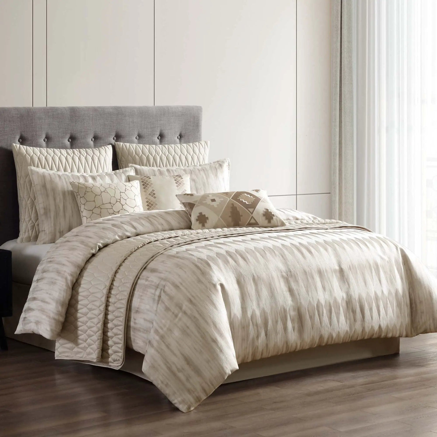 Milan 10 Pc Jacquard Comforter & Coverlet Ensemble by HouseOfZazla