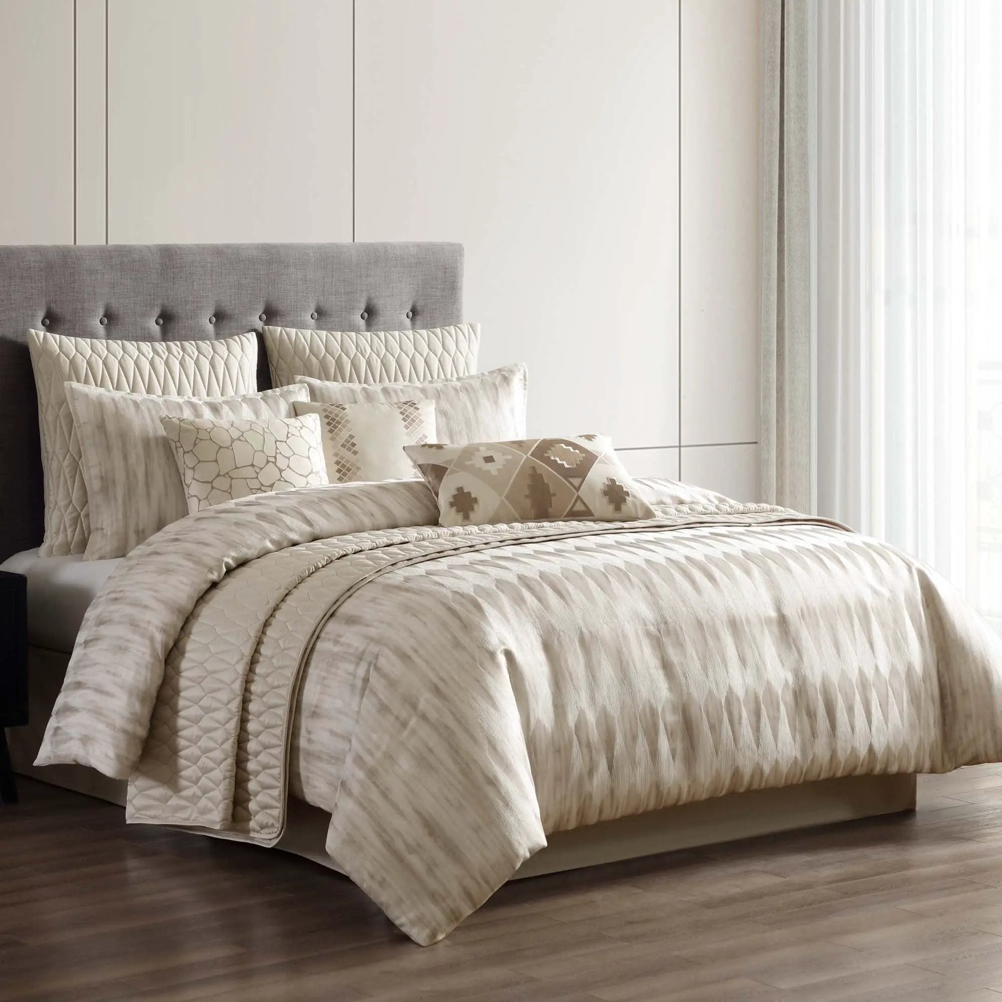 Milan 10 Pc Jacquard Comforter & Coverlet Ensemble by HouseOfZazla