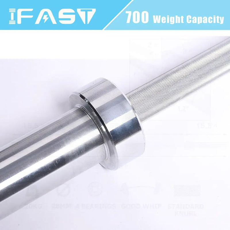 Barbell Bar For 2" Olympic Plates, Home Gym Weightlifting Bar 4Ft Solid Chrome Weight Bar 5Ft Fitness Training Curl Barbell 7.2Ft - Silver by HouseOfZazla