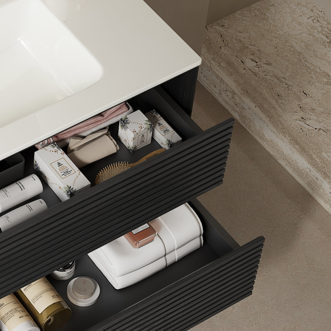 BRON 36" Bathroom Vanity with Sink, Modern Wall-Mounted Floating Cabinet by HouseOfZazla