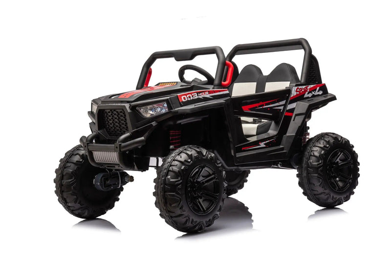 12V7A*2 30W*4 Four-Wheel Drive Seat One Button Start, Forward And Backward, High And Low Speed, Music, Front Light, Power Display, Two Doors Can Open, 2.4G R / C, Seat Belt Four Wheel Absorber by HouseOfZazla