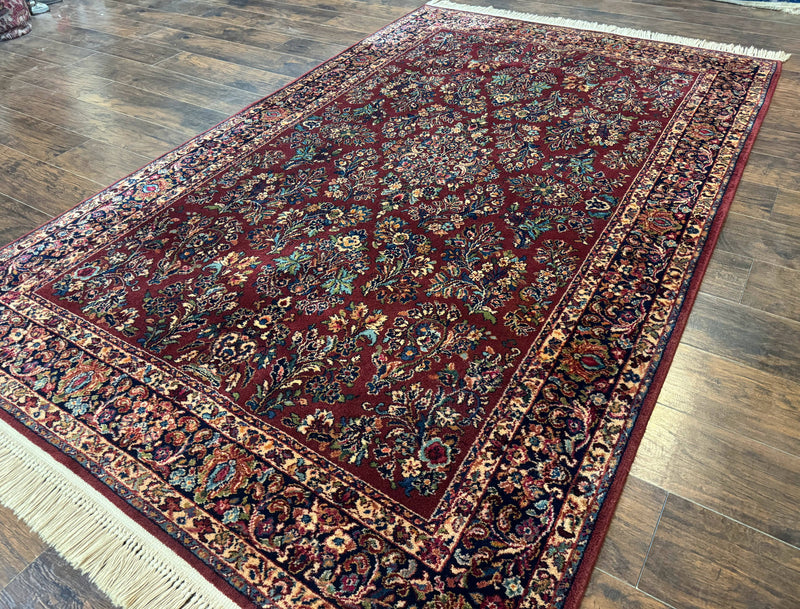 5.9 x 9 Karastan Rug Red Sarouk Rug #785, 100% Wile Pile Carpet, Original 700 Series, Vintage by Jewel Rugs