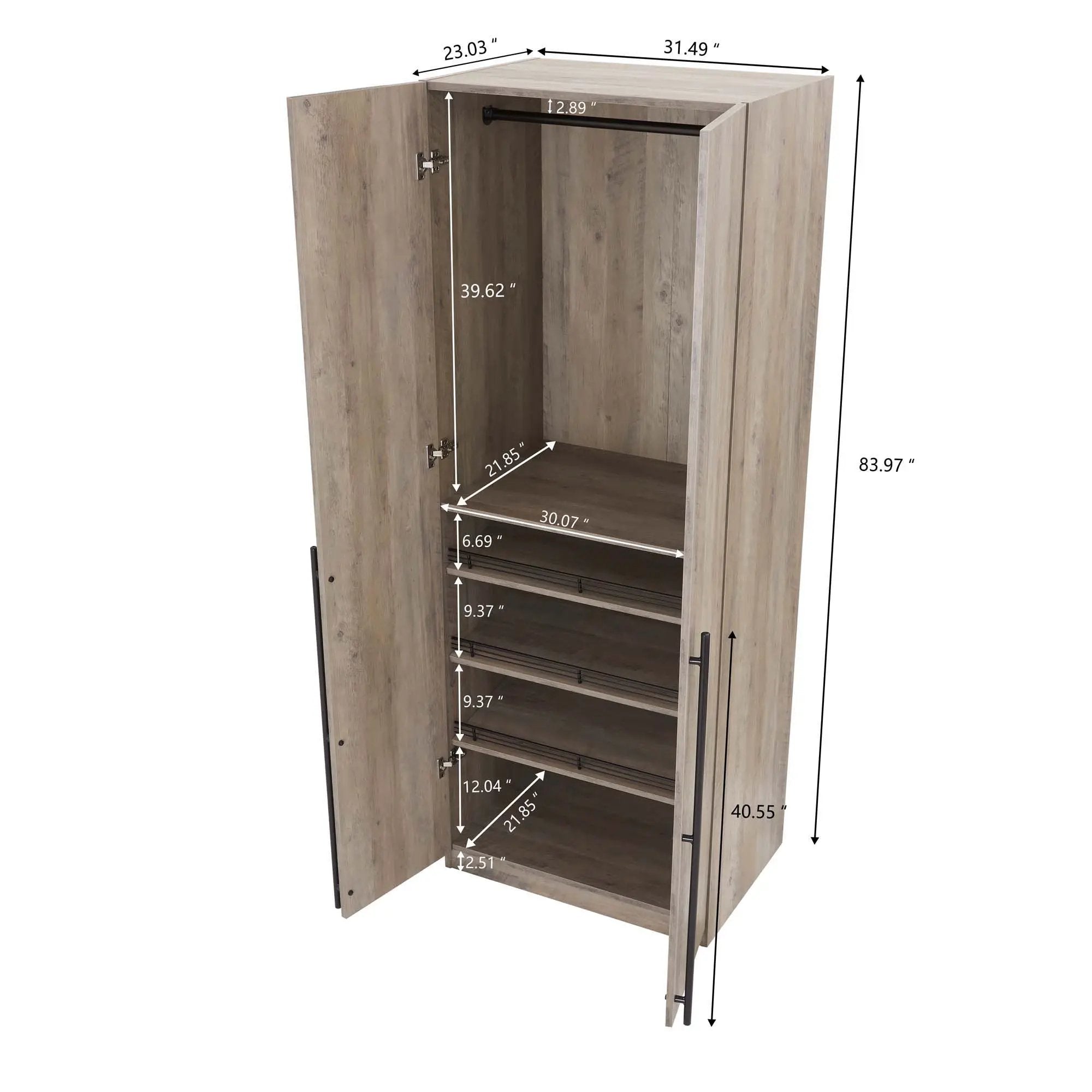 Lee - Free Standing Wardrobe Closet With Adjustable Shoe Shelves by HouseOfZazla