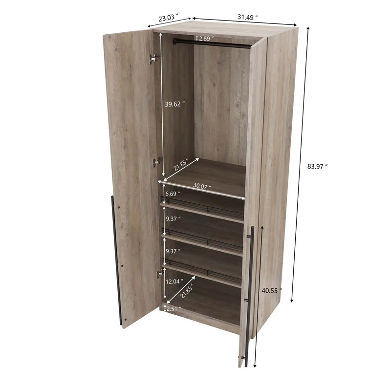 Lee - Free Standing Wardrobe Closet With Adjustable Shoe Shelves by HouseOfZazla