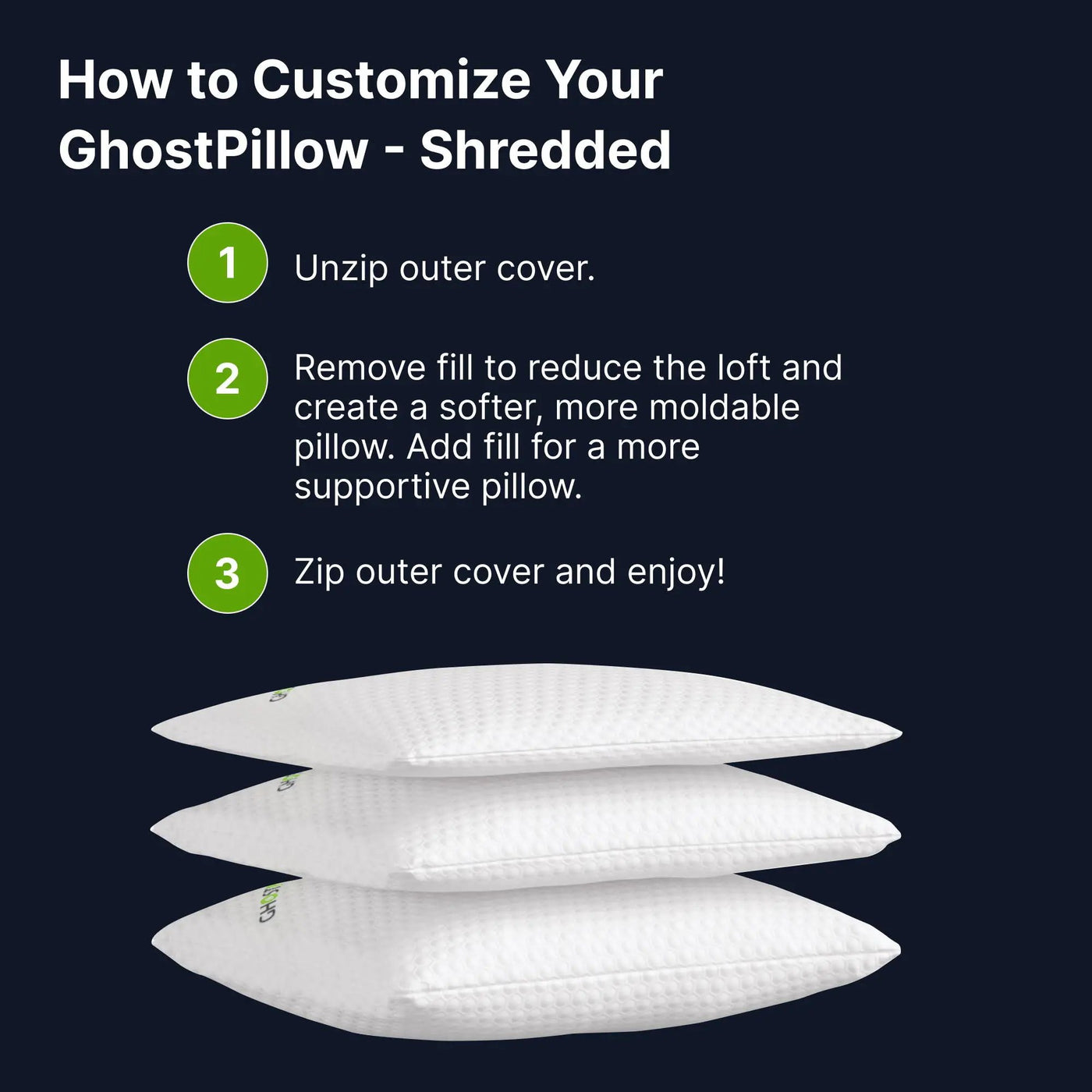 Ghostpillow Shredded - Customizable Soft Fluffy Gel Memory Foam & Siliconized Pillow by HouseOfZazla
