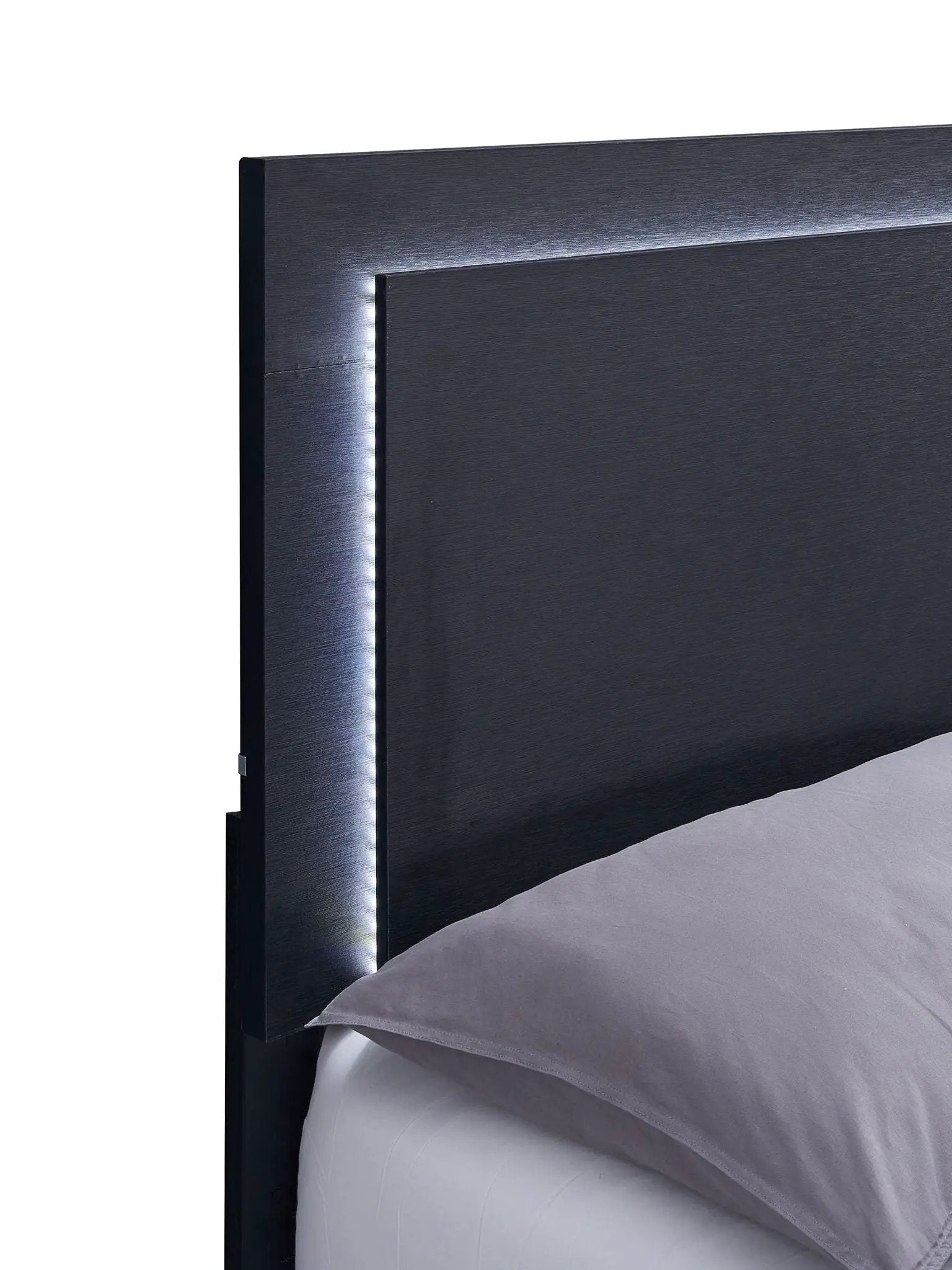 Marceline Wood Queen LED Panel Bed Black by Unique Piece Furniture
