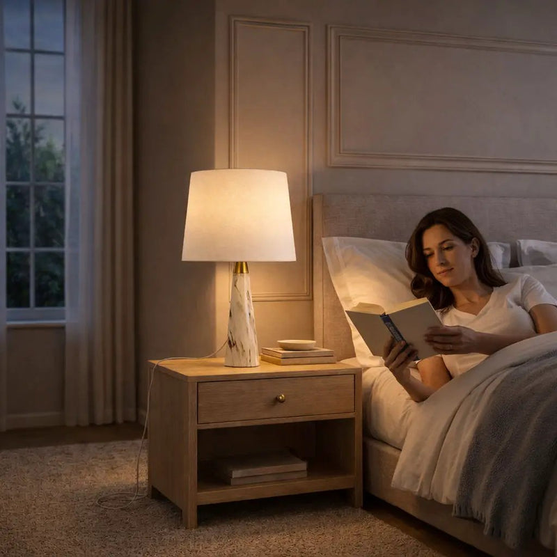 Enclave - Hydro Table Lamp With On / Off Switch Base Shade - Gold / White / White Marble by Unique Piece Furniture