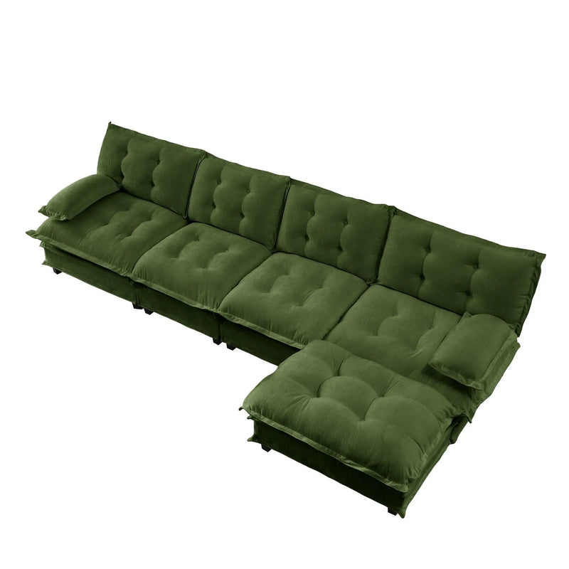 138" L Shaped Modern Sofa Modular Sectional Cloud Couch with Ottoman by HouseOfZazla