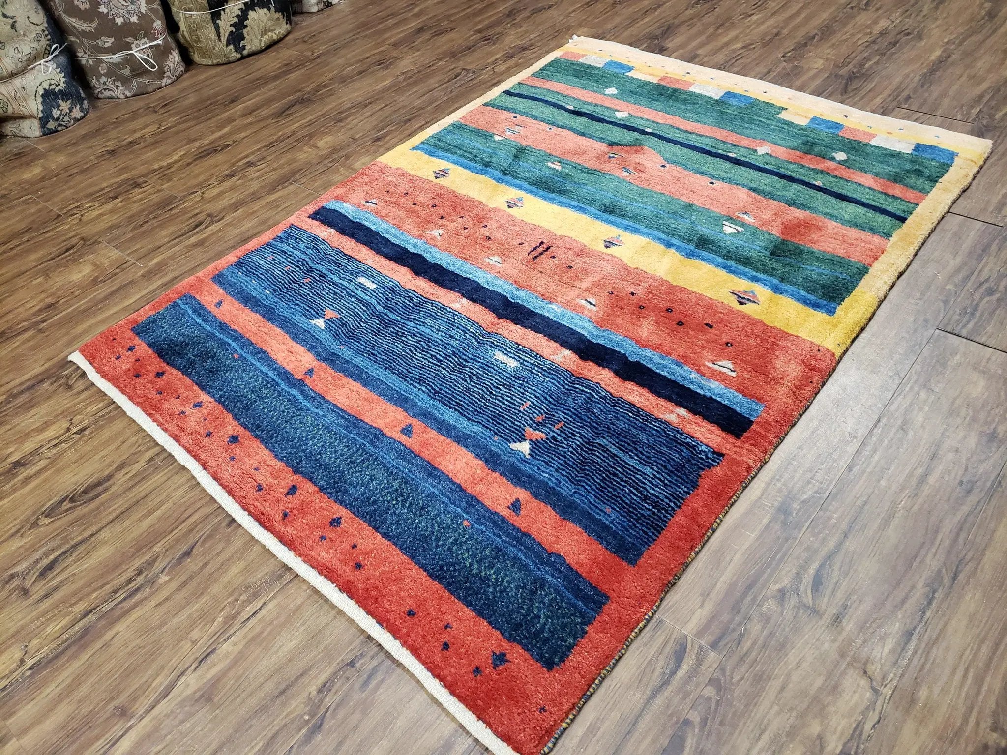 Colorful Persian Gabbeh Rug 4x6, Soft Pile, Colorful Rug, Handmade Hand Knotted Wool Carpet, Home Office Rug, Area Rug for Bedroom 4 x 6 ft by Jewel Rugs