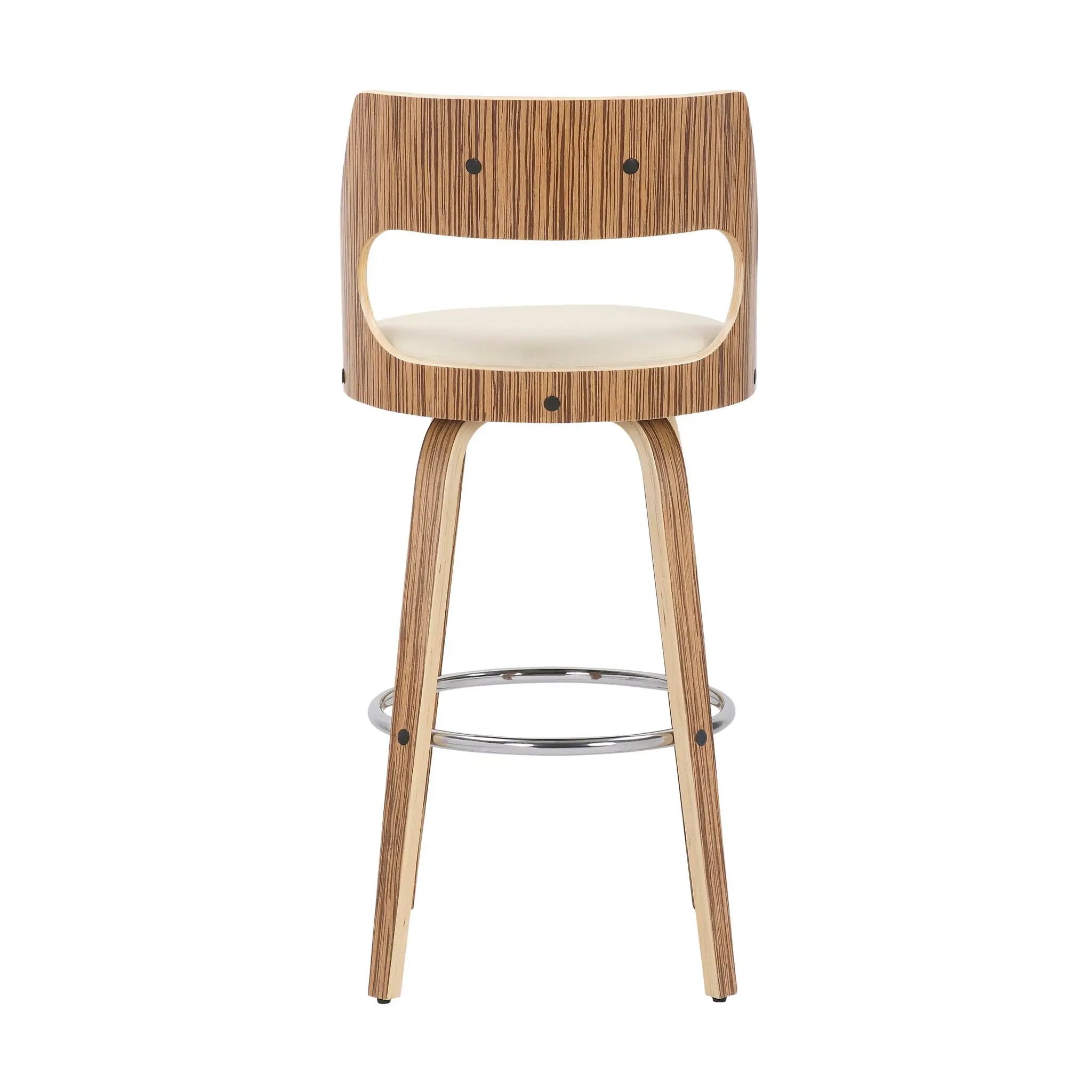 Cecina - Mid-Century Modern Fixed Height Barstool With Swivel (Set of 2) - Zebra / Cream by Unique Piece Furniture