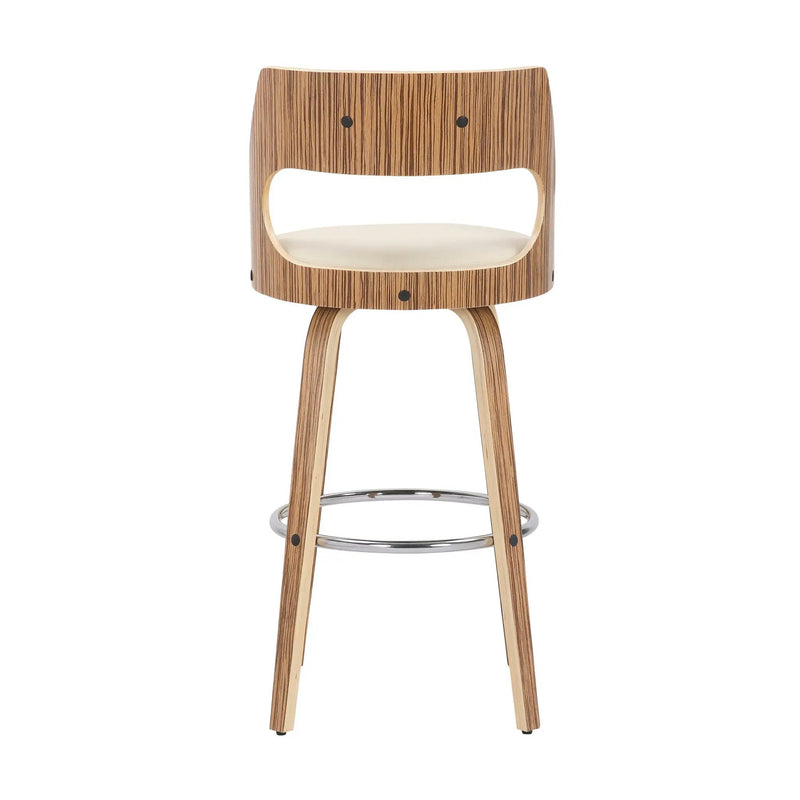 Cecina - Mid-Century Modern Fixed Height Barstool With Swivel (Set of 2) - Zebra / Cream by Unique Piece Furniture