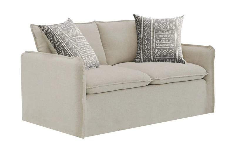 Upendo - Pattern Linen Sofa With 2 Toss Pillows - Beige by Unique Piece Furniture