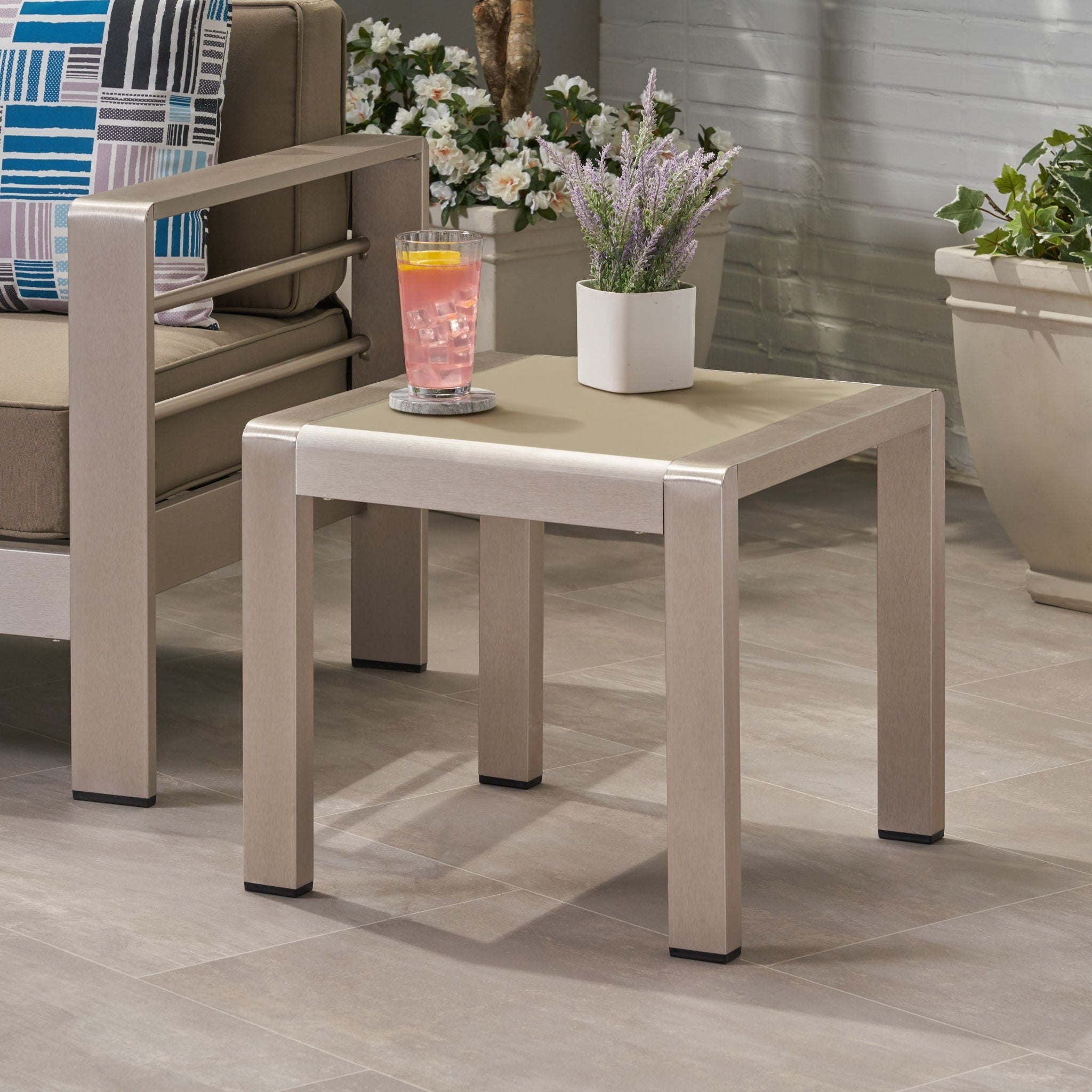 Cape Coral Contemporary Side Table With Frosted Glass Top by HouseOfZazla