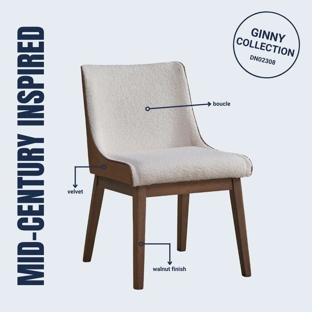 Ginny - Boucle Velvet Side Chair (Set of 2) - Walnut by HouseOfZazla