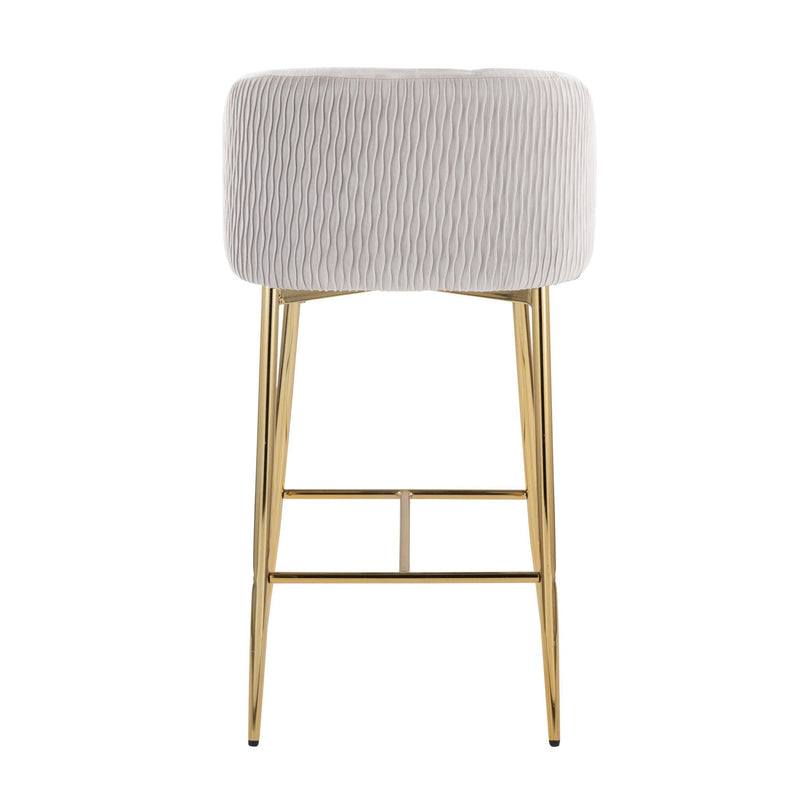 Fran - Pleated Waves Contemporary / Glam Fixed Height Counter Stool (Set of 2) by HouseOfZazla