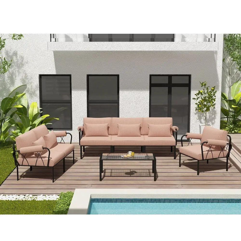 Rajni - Patio Arm Chair - Pink Fabric & Black by Unique Piece Furniture