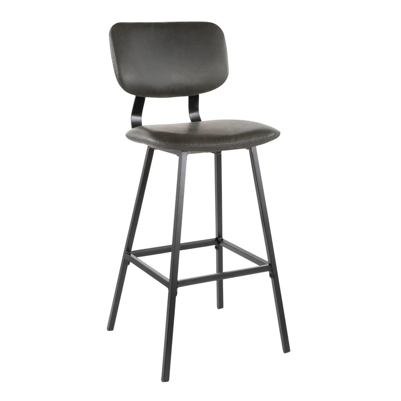 Foundry - Contemporary Barstool Zig Zag Stitching (Set of 2) - Black / Gray by Unique Piece Furniture