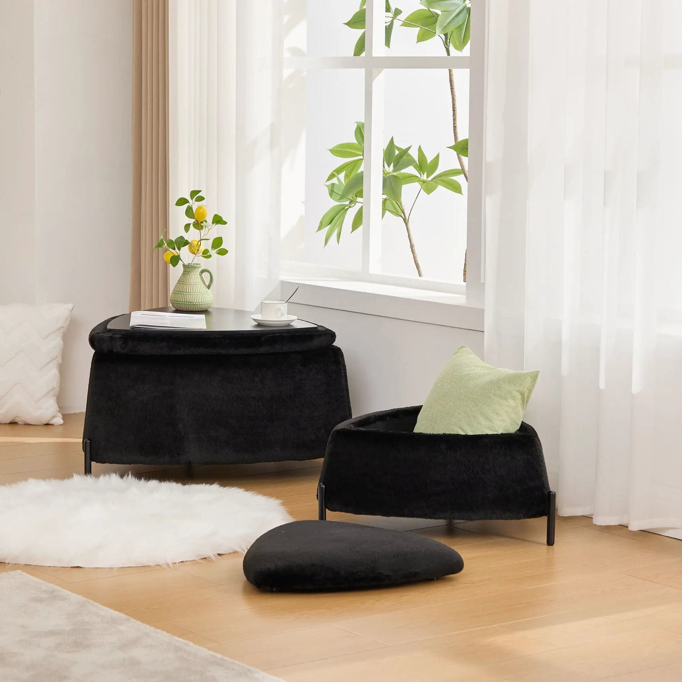 Upholstered Storage Ottoman Set With Reversible Lid by Unique Piece Furniture