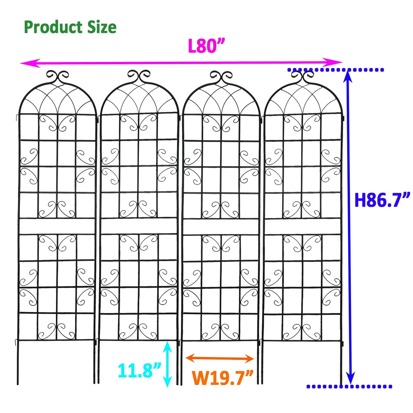 Metal Garden Rustproof Trellis For Climbing Plants Outdoor Flower Support by Unique Piece Furniture