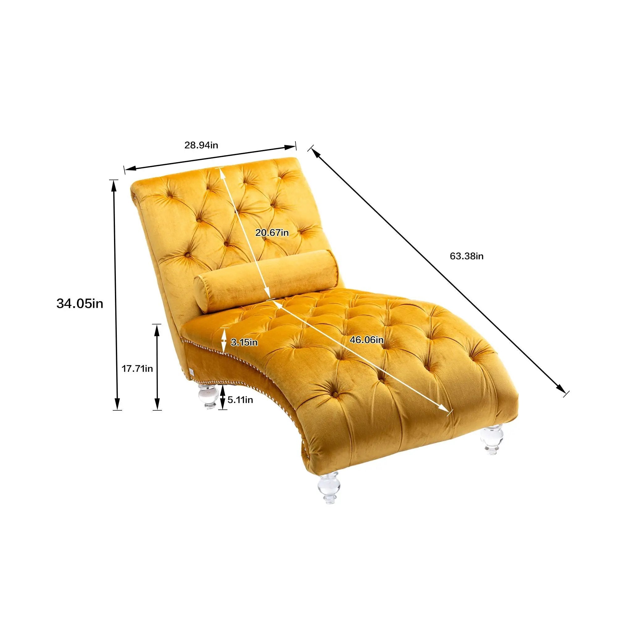 Chaise Lounge Indoor, Button Tufted Upholstered Chaise Lounge Chair With Pillow by Unique Piece Furniture