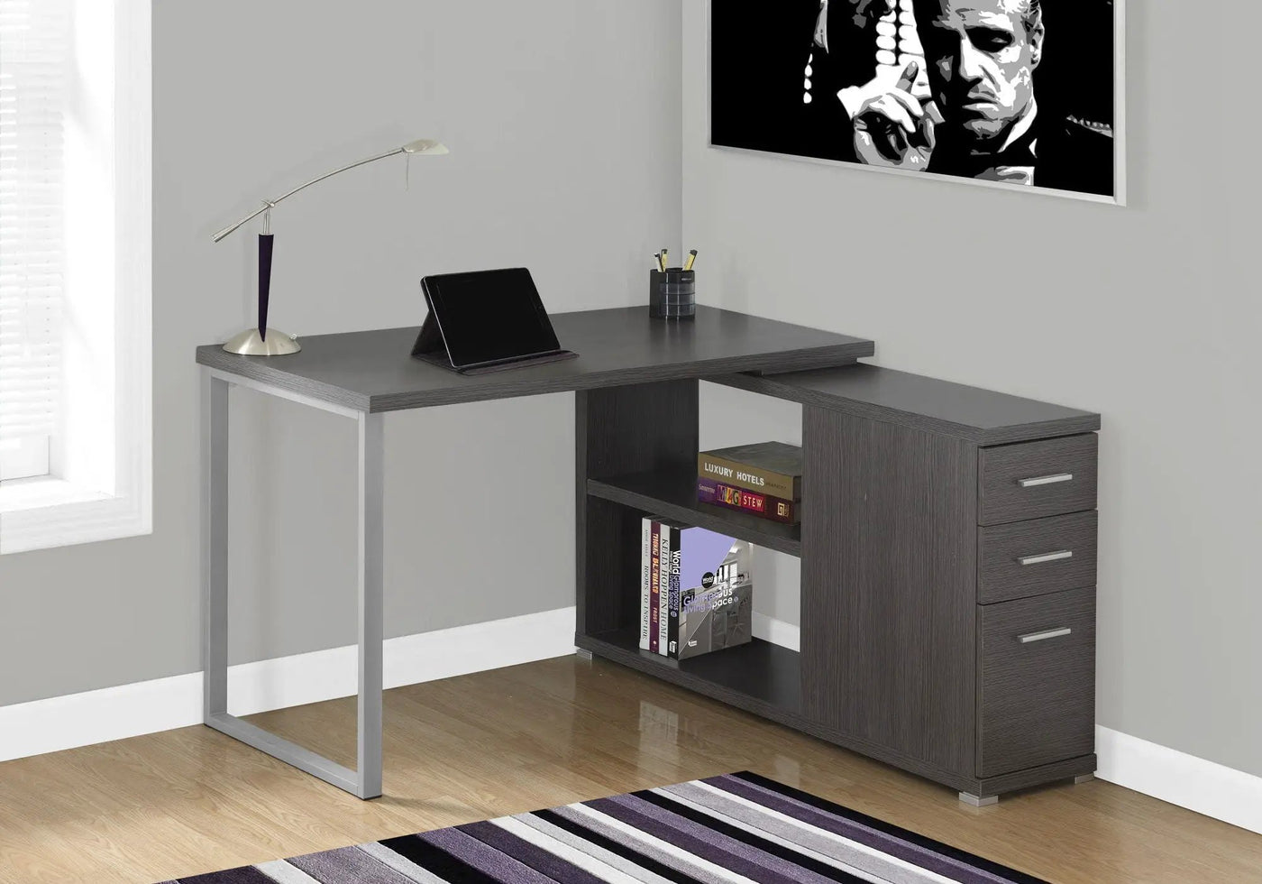 L-Shape Computer Desk with Storage Drawers by HouseOfZazla