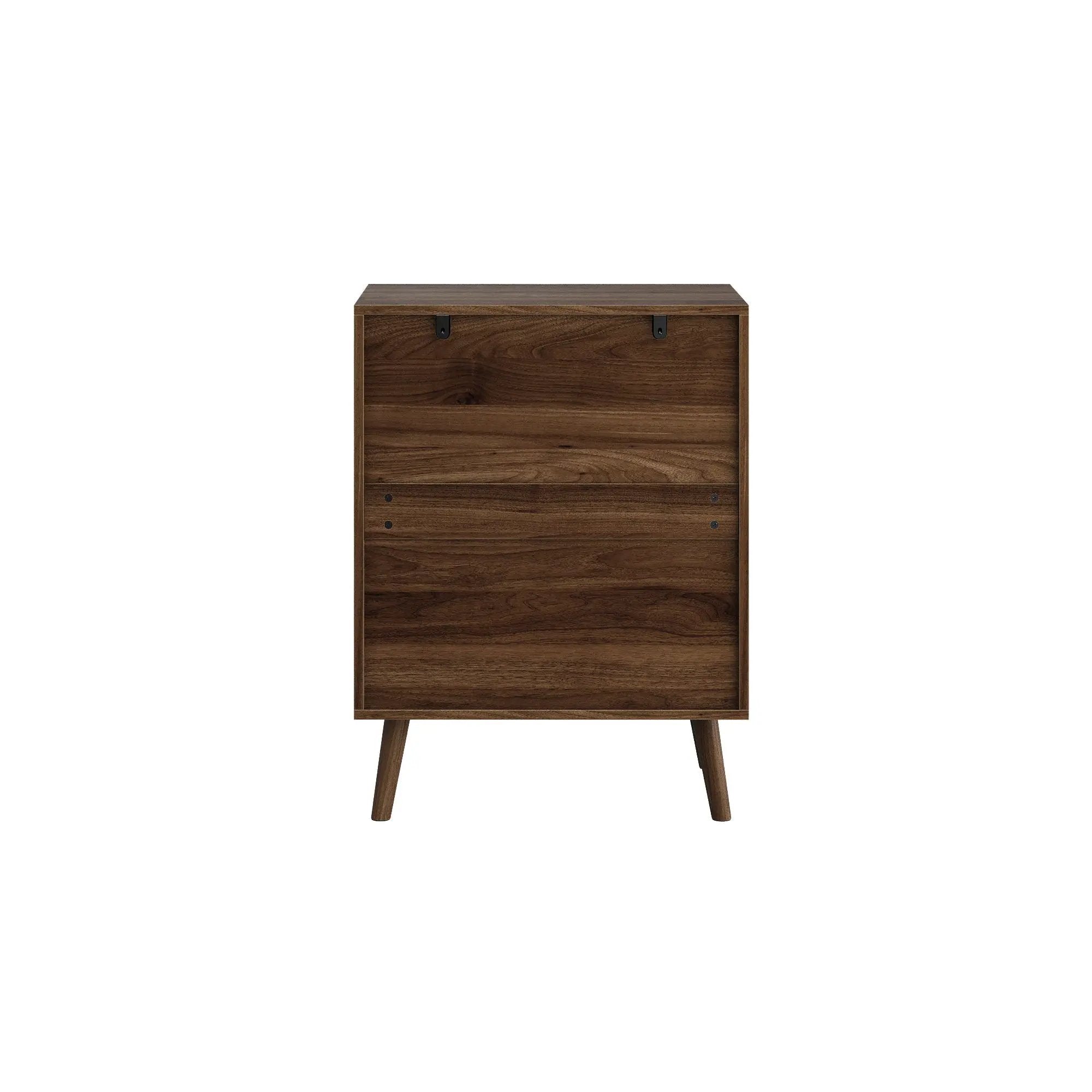 3 Drawer Dresser, Storage Cabinet With Vertical Grooves For Bedroom - Walnut by HouseOfZazla