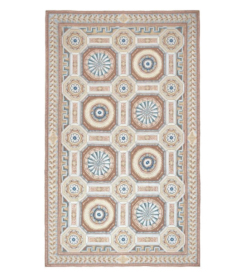 New Chinese Needlepoint Rug 8x14 - 9x14, French European Panel Design, Elegant Dining Room Rug, Flatweave Hand Woven Carpet, Handmade, Wool by Jewel Rugs