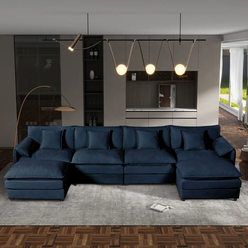 Modern Comfy Deep Seat Modular Sectional Sofa Cloud Couch With Ottoman by HouseOfZazla