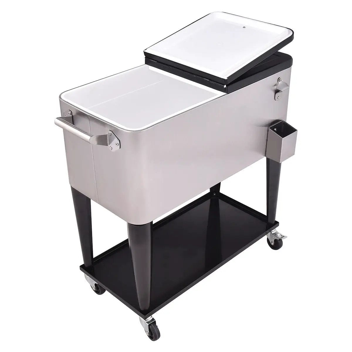 80 Quart Patio Rolling Stainless Steel Ice Beverage Cooler by DirectDeals