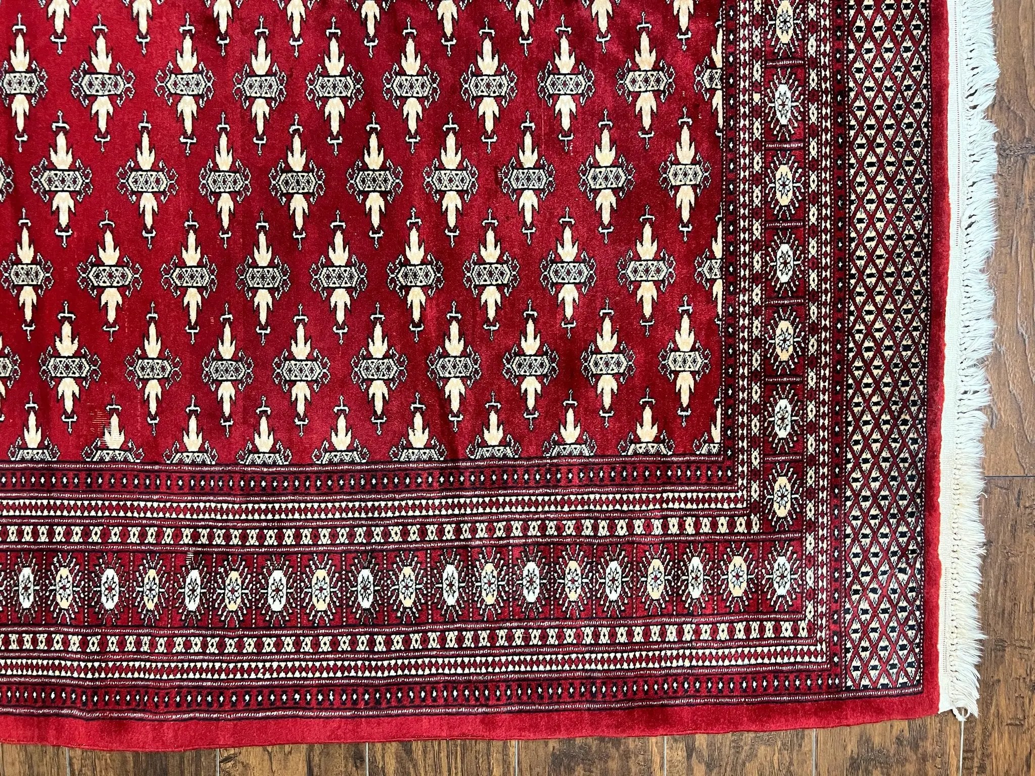 Pakistani Turkoman Bokhara Rug 6x9, Fine Wool Vintage Hand Knotted Handmade Yamud Oriental Carpet 6 x 9, Red Turkoman Rug, Tribal Rug by Jewel Rugs