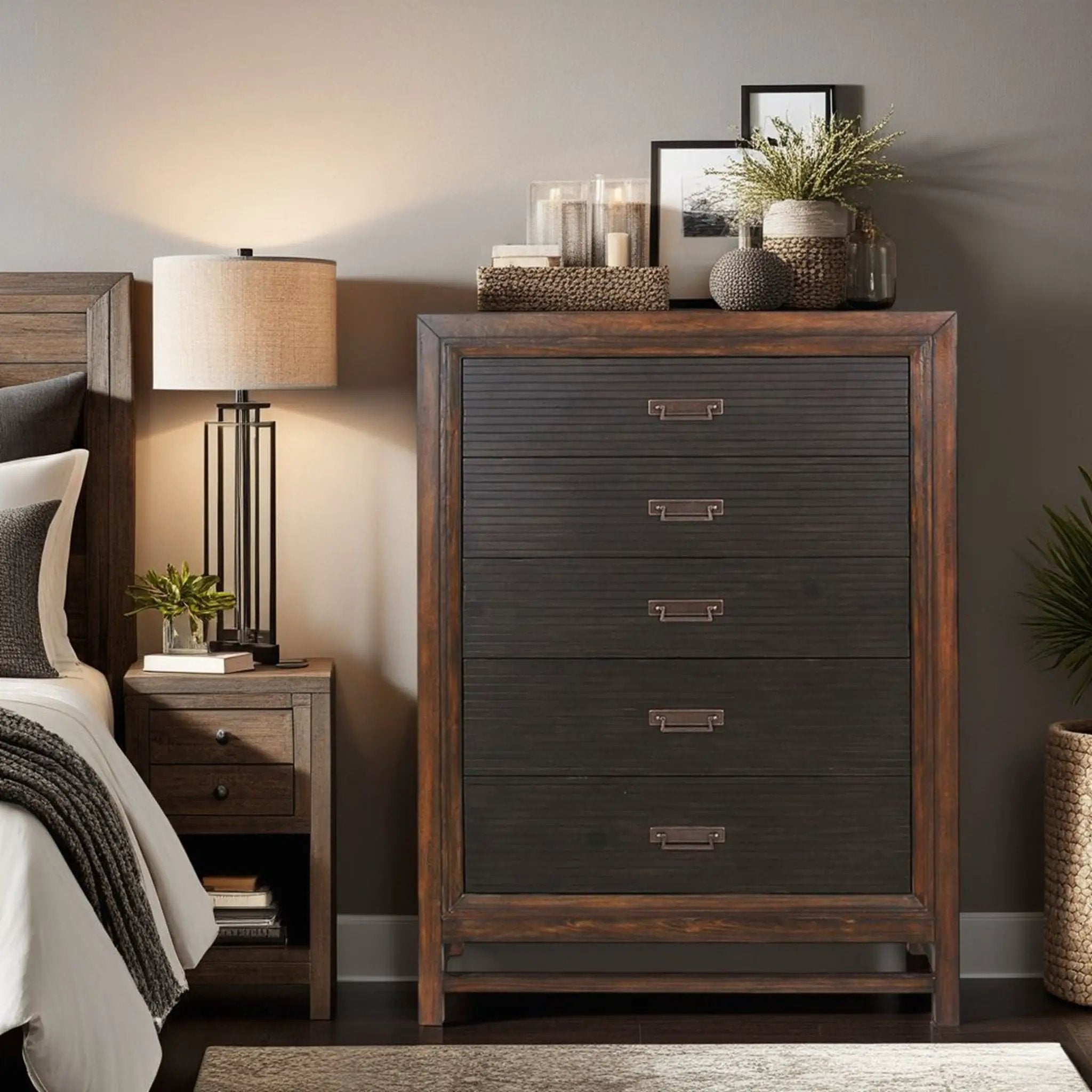 5 Drawer Chest, 2 Tone - Brown by HouseOfZazla