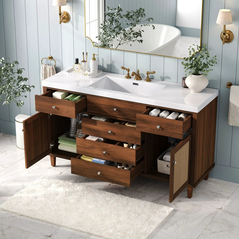 Bathroom Vanity With Sink, 5 Legs, Soft Close Drawers by HouseOfZazla