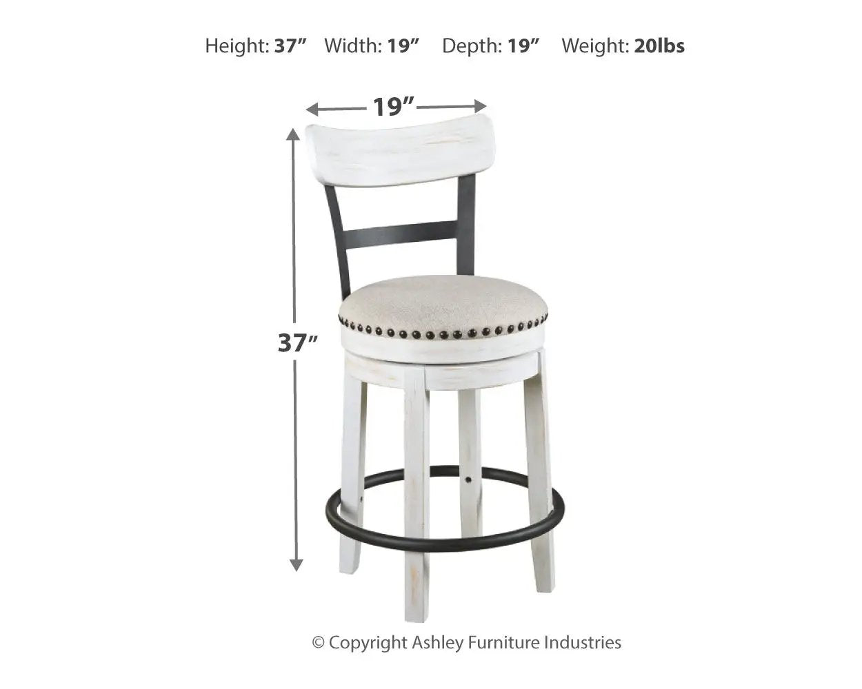 Valebeck - Full Back Swivel Stool by Unique Piece Furniture