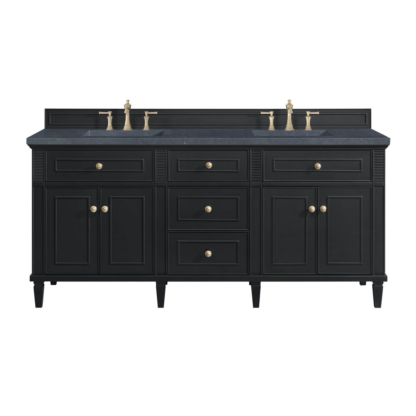 James Martin Lorelai 72" Double Bathroom Vanity, Black Onyx with Charcoal Soapstone countertop