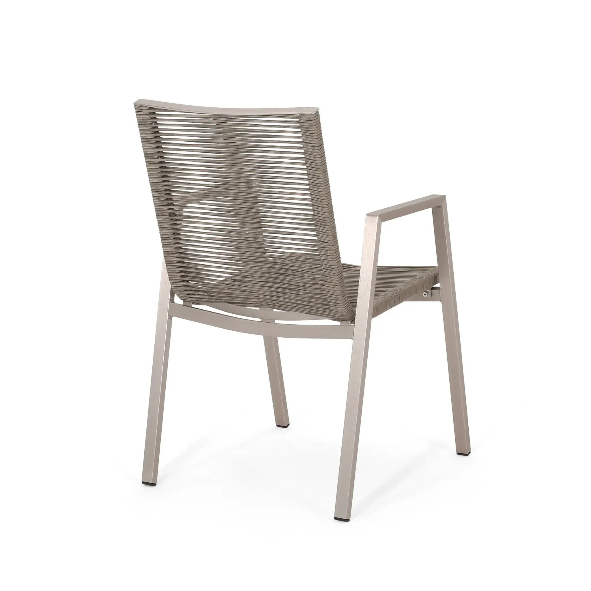 Outdoor Modern Aluminum Dining Chair Set With Rope Sea (Set of 2) by HouseOfZazla