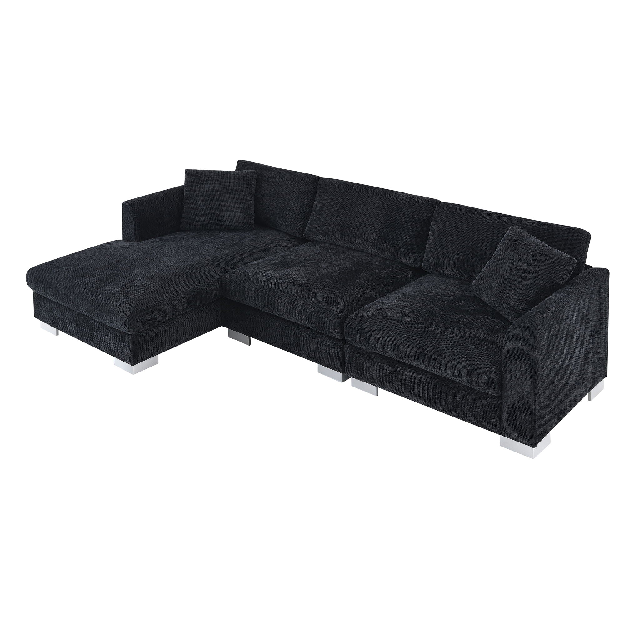 Modern Cloud Sectional Sofa L Shaped Luxury Couch Set With 2 Free Pillows 4 Seat With Oversized Chaise by Unique Piece Furniture