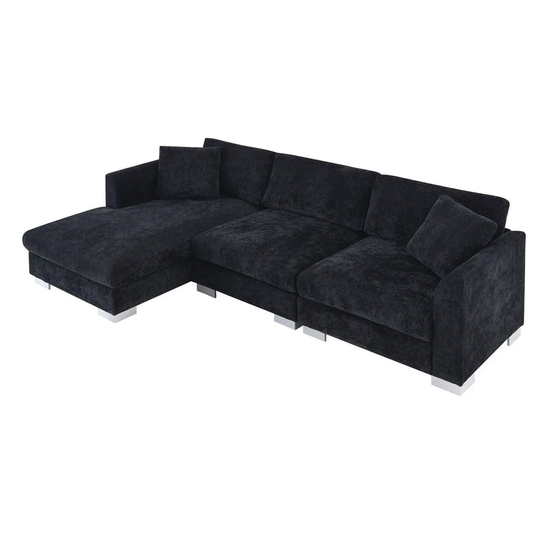Modern Cloud Sectional Sofa L Shaped Luxury Couch Set With 2 Free Pillows 4 Seat With Oversized Chaise by HouseOfZazla