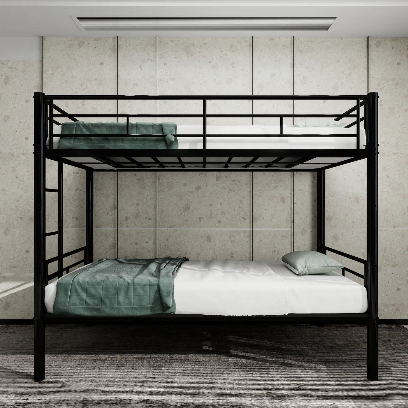 Metal Bunk Bed For Kids, Convertible Bedframe With Ladders & Guardrail by HouseOfZazla