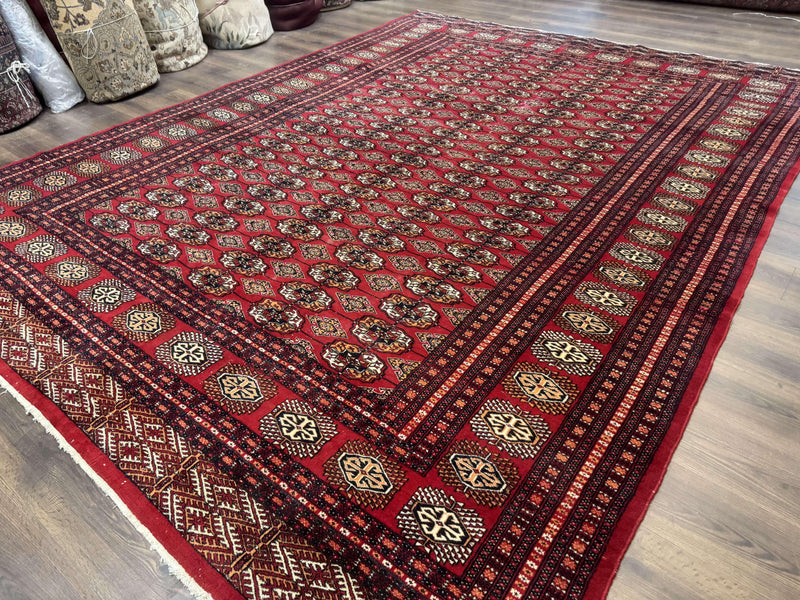 Bokhara Rug 9x12, Red Turkoman Rug, Pakistani Rug, Tribal Carpet, Wool Rug, Red Rug by Jewel Rugs