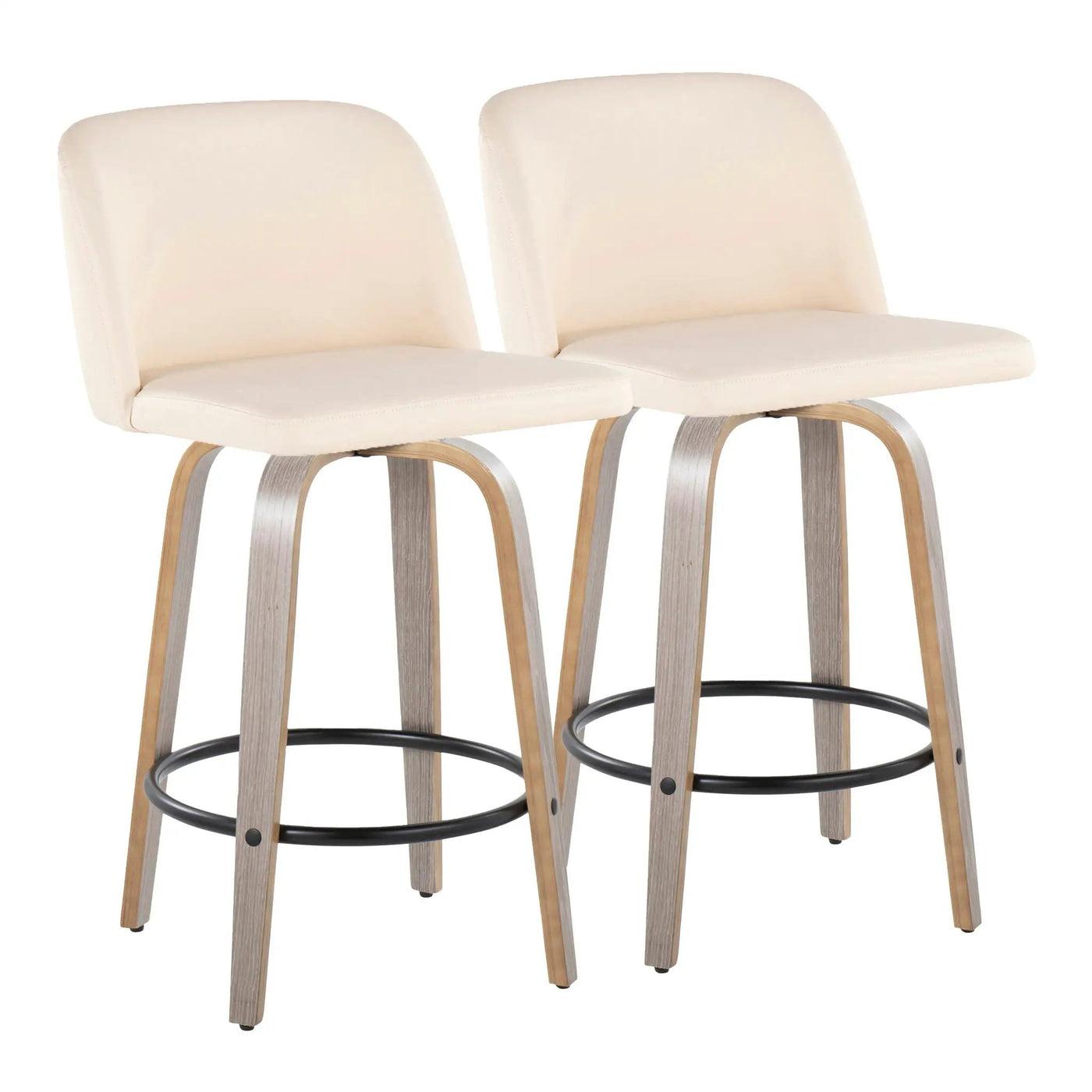 Toriano - Contemporary Fixed Height Counter Stool With Swivel & Round Footrest (Set of 2) by HouseOfZazla