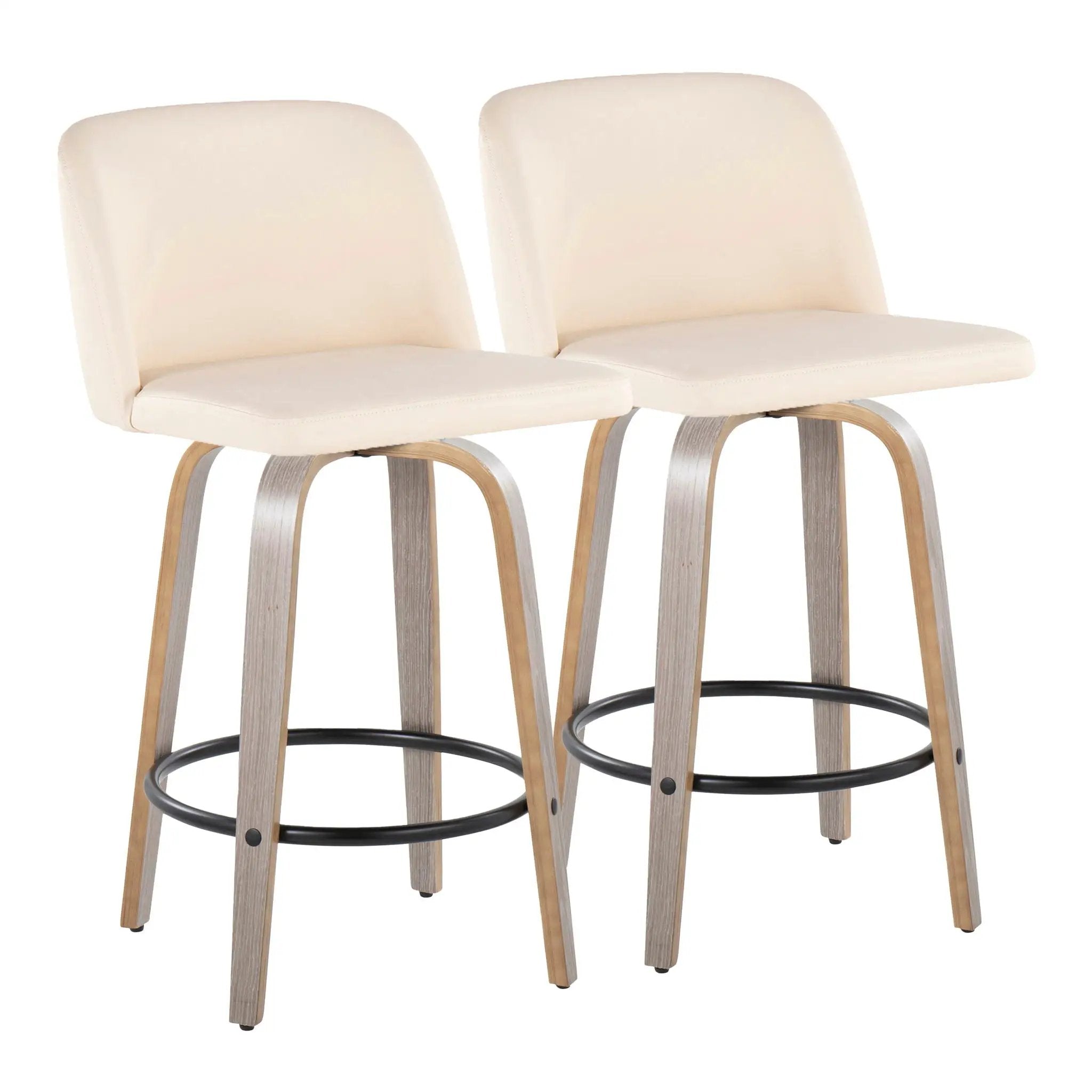 Toriano - Contemporary Fixed Height Counter Stool With Swivel & Round Footrest (Set of 2) by Unique Piece Furniture