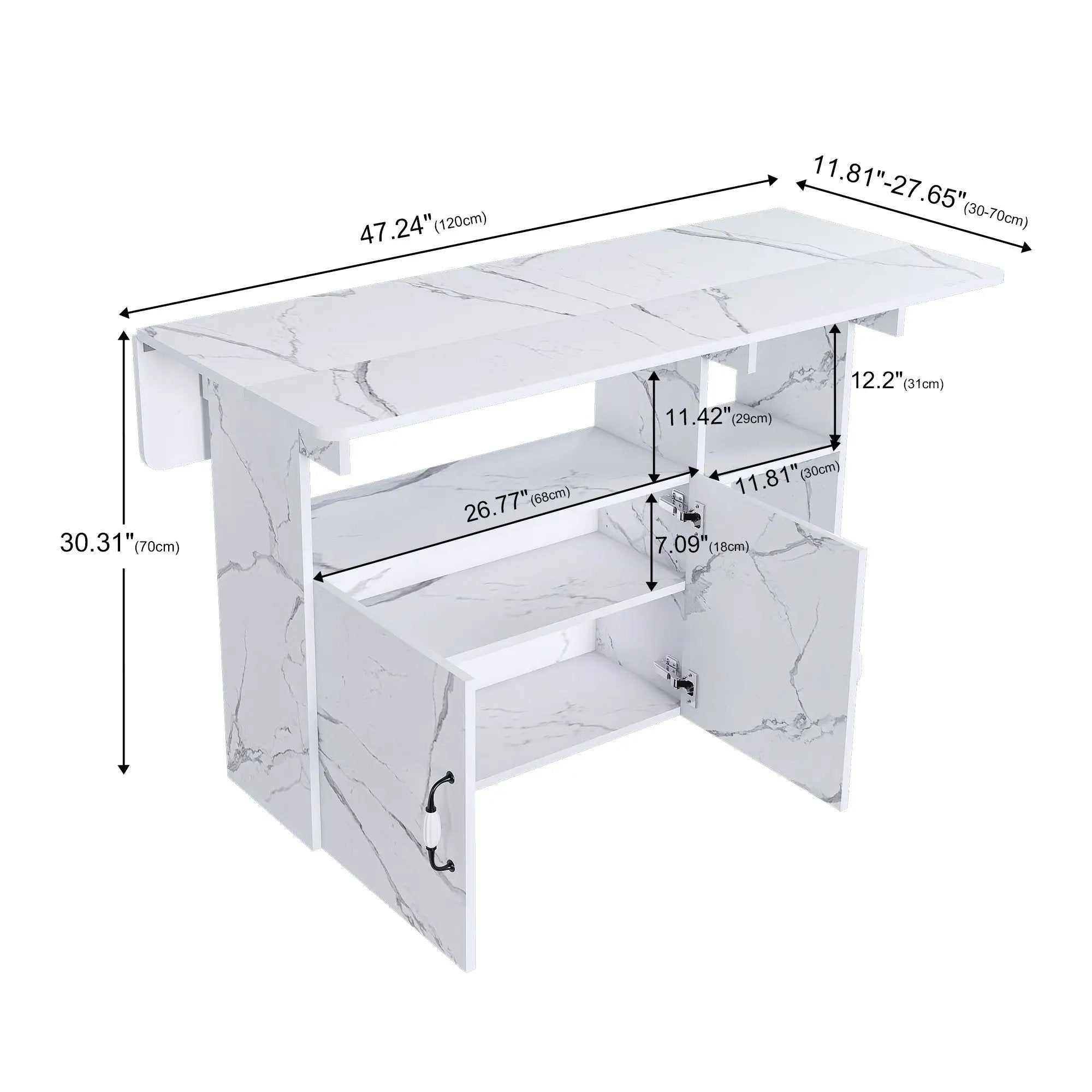 Multi Functional Folding Table With Storage Shelves And Wheels by Unique Piece Furniture