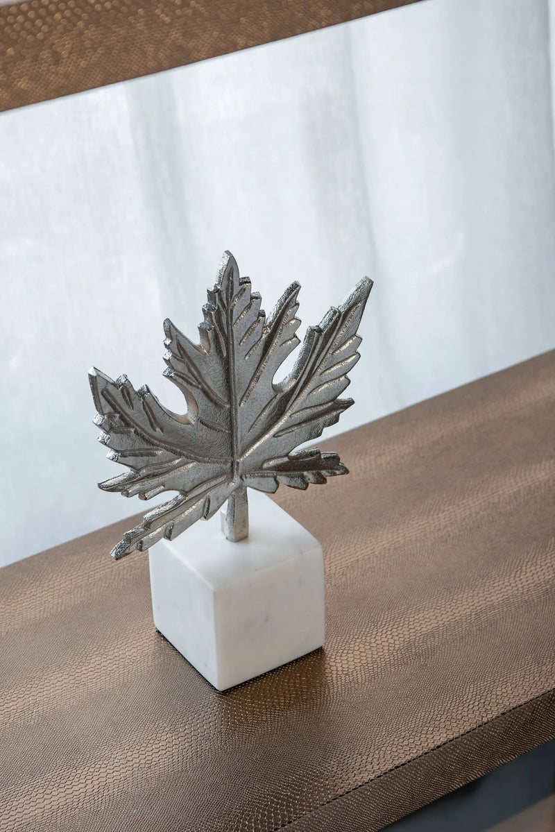 Aluminum Leaf Sculpture with Marble Base by HouseOfZazla