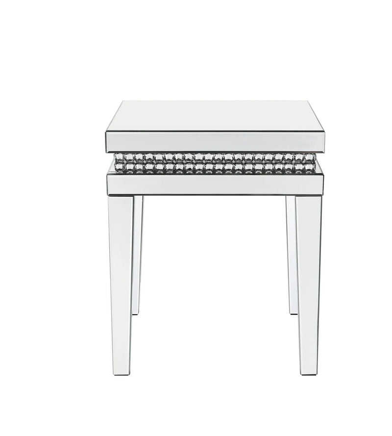 Lotus - 20" End Table - Mirrored & Faux Ice Cube Crystals by Unique Piece Furniture