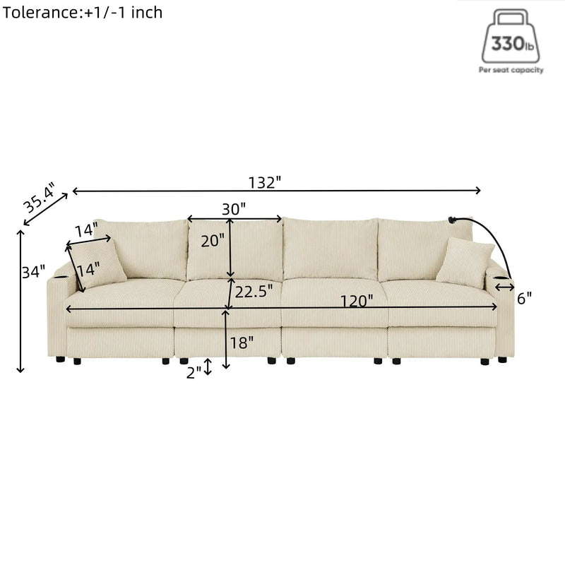 Modern U-Shaped Couch with Storage and Ottomans by HouseOfZazla