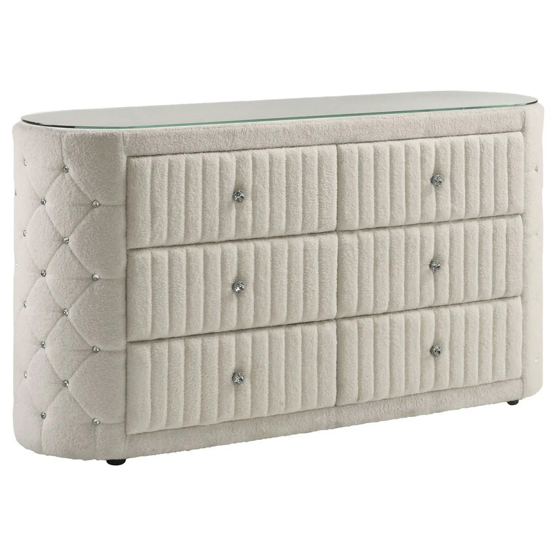 Sonya 5-piece Upholstered Queen Bedroom Set Ivory by Unique Piece Furniture